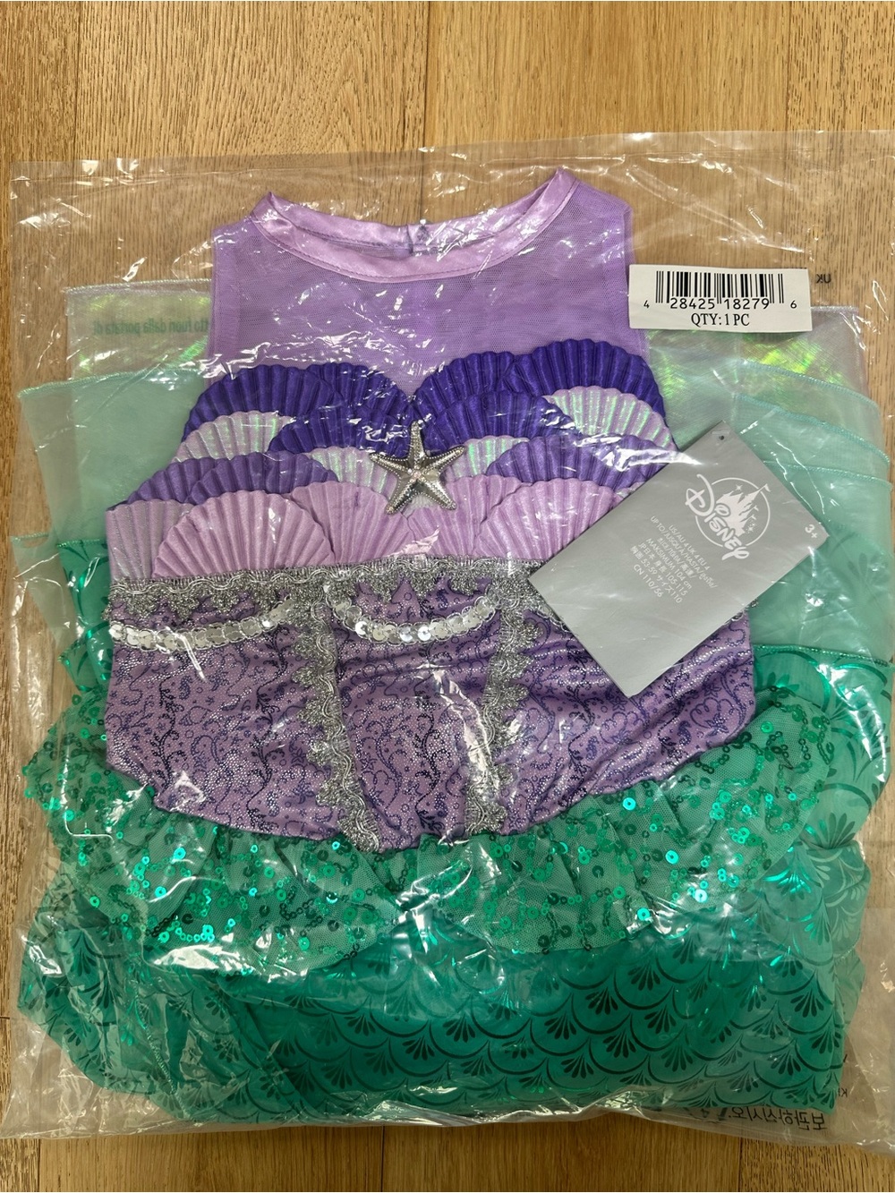 NWT 2017Disney Store Ariel Little Mermaid Costume Dress Girls Size 4 Sealed